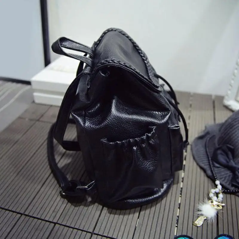 Casual Women Soft PU Leather Backpack Travel Grils School Black | Багаж и сумки