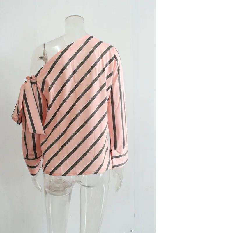 Lace Up Sexy One Shoulder Bouse Stripe Fashion Shirt European Style Suemr Women Tops Moda Feminina Camisa Ey*
Lace Up Sexy One Shoulder Bouse Stripe Fashion Shirt European Style Suemr Women Tops Moda Feminina Camisa Ey*