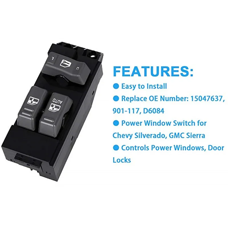 Master Power Window Switch Driver Side 15047637 for 1999 2000 2001 2002 Chevy Silverado & GMC Sierra Truck 1500/2500/ 2500 HD
Master Power Window Switch Driver Side 15047637 for 1999 2000 2001 2002 Chevy Silverado & GMC Sierra Truck 1500/2500/ 2500 HD