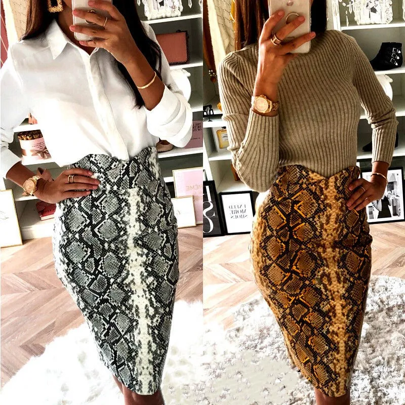 Women Snake Skin Printed Pencil Skirts 2019 New Fashion Ladies Boho Bodycon Skirt High Waist Sexy Party Club Vintage Work Skirt
Women Snake Skin Printed Pencil Skirts 2019 New Fashion Ladies Boho Bodycon Skirt High Waist Sexy Party Club Vintage Work Skirt
