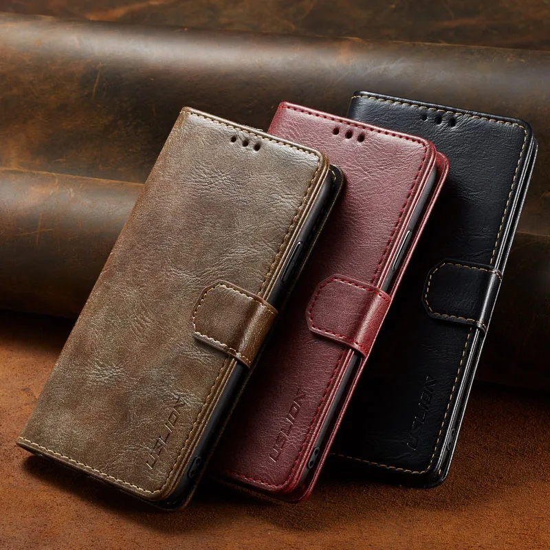 USLION Flip Leather Phone Case for iPhone X XS Max XR Wallet Card Slots Bag Cases Cover For 7 8 6 6S Plus Stand Coque | Мобильные