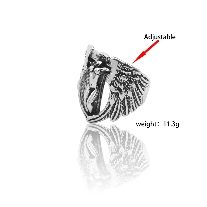 Punk Gothic Ring Men Vintage Hip Hop Cross Angel Wings Rings Cool Male Finger Biker Jewelry Dropshipping anel masculino
Punk Gothic Ring Men Vintage Hip Hop Cross Angel Wings Rings Cool Male Finger Biker Jewelry Dropshipping anel masculino