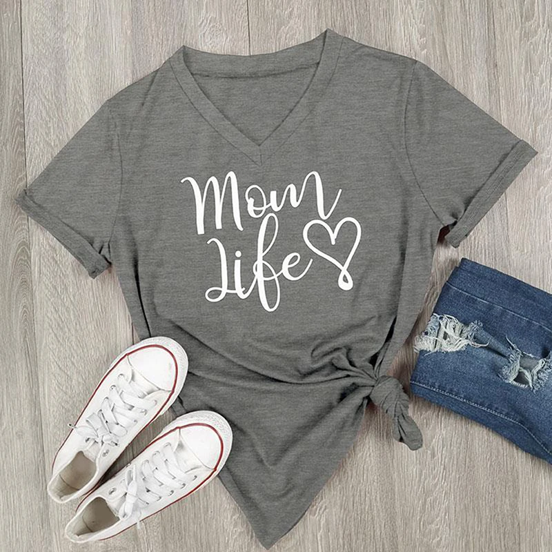 2018 Summer Casual T shirt Female Tee Loose Tops Fashion Women T-Shirts Mom Life Letter Printed V-Neck Short Sleeve Tops 5
2018 Summer Casual T shirt Female Tee Loose Tops Fashion Women T-Shirts Mom Life Letter Printed V-Neck Short Sleeve Tops 5
