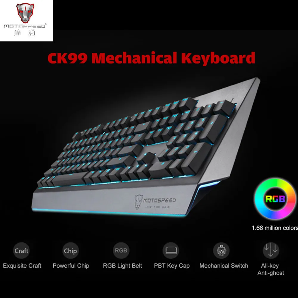 MOTOSPEED CK99 механическая клавиатура RGB OUTEMU синий переключатель все ключи анти