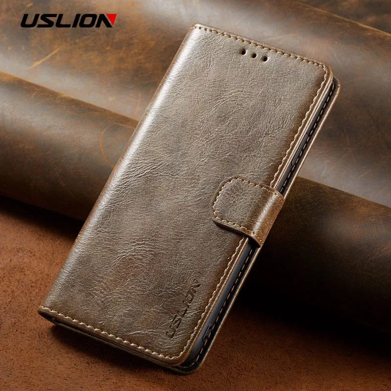 USLION Flip Leather Phone Case for iPhone X XS Max XR Wallet Card Slots Bag Cases Cover For 7 8 6 6S Plus Stand Coque | Мобильные