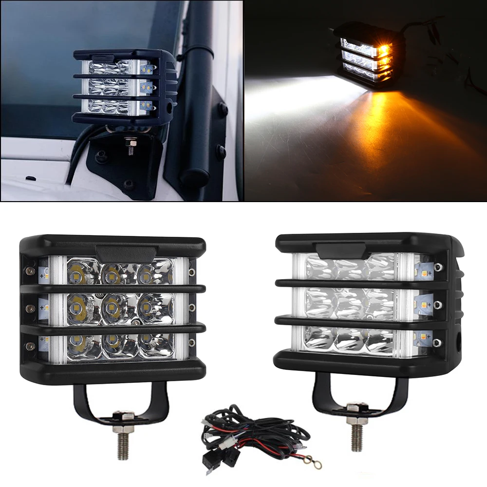 Pair of 4inch 36W LED Light Bar Work Light Side Shooter Road Driving Light with Wiring Harness for Jeep Car Truck Boat Marine
Pair of 4inch 36W LED Light Bar Work Light Side Shooter Road Driving Light with Wiring Harness for Jeep Car Truck Boat Marine