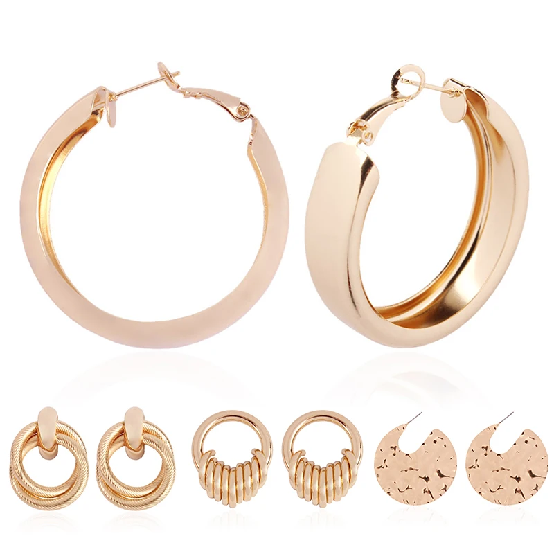 Hot Unique hip hop fashion alloy earrings for women multi-ring winding geometric gold color earrings
Hot Unique hip hop fashion alloy earrings for women multi-ring winding geometric gold color earrings