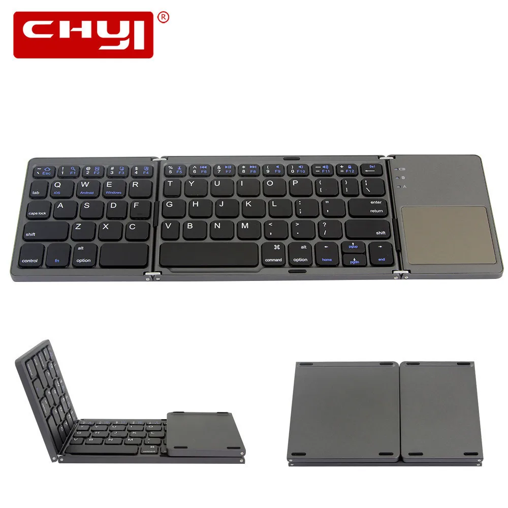 CHYI Portable Twice Folding Bluetooth Keyboard BT Wireless Foldable Touchpad Keypad for IOS/Android/Windows Ipad Tablet
CHYI Portable Twice Folding Bluetooth Keyboard BT Wireless Foldable Touchpad Keypad for IOS/Android/Windows Ipad Tablet
