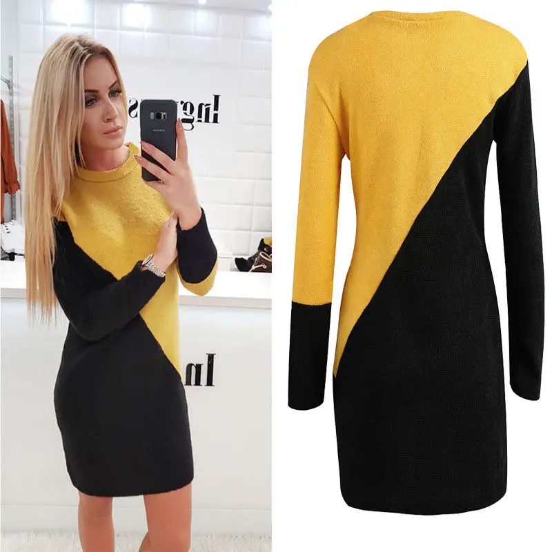 2019 Fashion Women Long Sleeve Knit Bodycon Sweater Mini Dress Knitwear Spring Autumn Winter Patchwork Party Dresses Vestidos
2019 Fashion Women Long Sleeve Knit Bodycon Sweater Mini Dress Knitwear Spring Autumn Winter Patchwork Party Dresses Vestidos