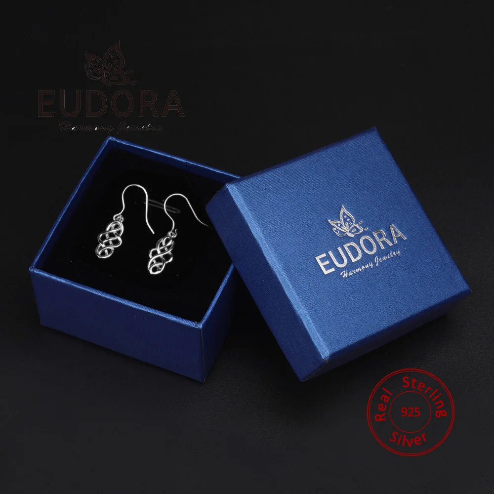 EUDORA Unique Real 925 Sterling Silver Geometric Vintage Earring good luck love knot Dangle Women Fine Jewelry Charming Gift E15 
EUDORA Unique Real 925 Sterling Silver Geometric Vintage Earring good luck love knot Dangle Women Fine Jewelry Charming Gift E15