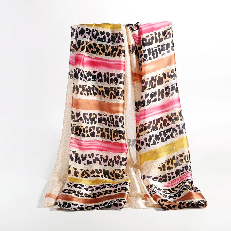 2018 дизайнерский бренд женский шелковый шарф плюс размер красочные леопардовые