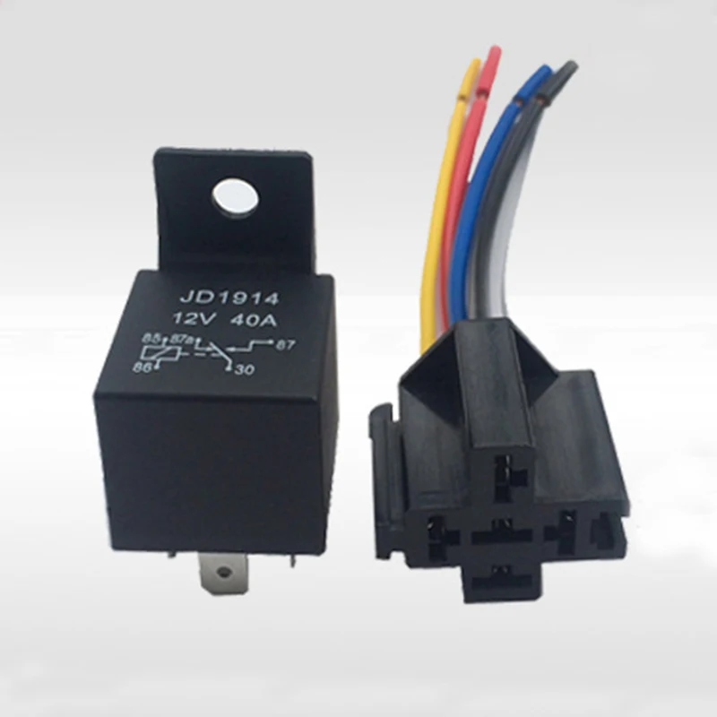 5 комплектов авто реле и гнездо SPDT Pin провода DC 12 V вольт 40A AMP Черный грузовик