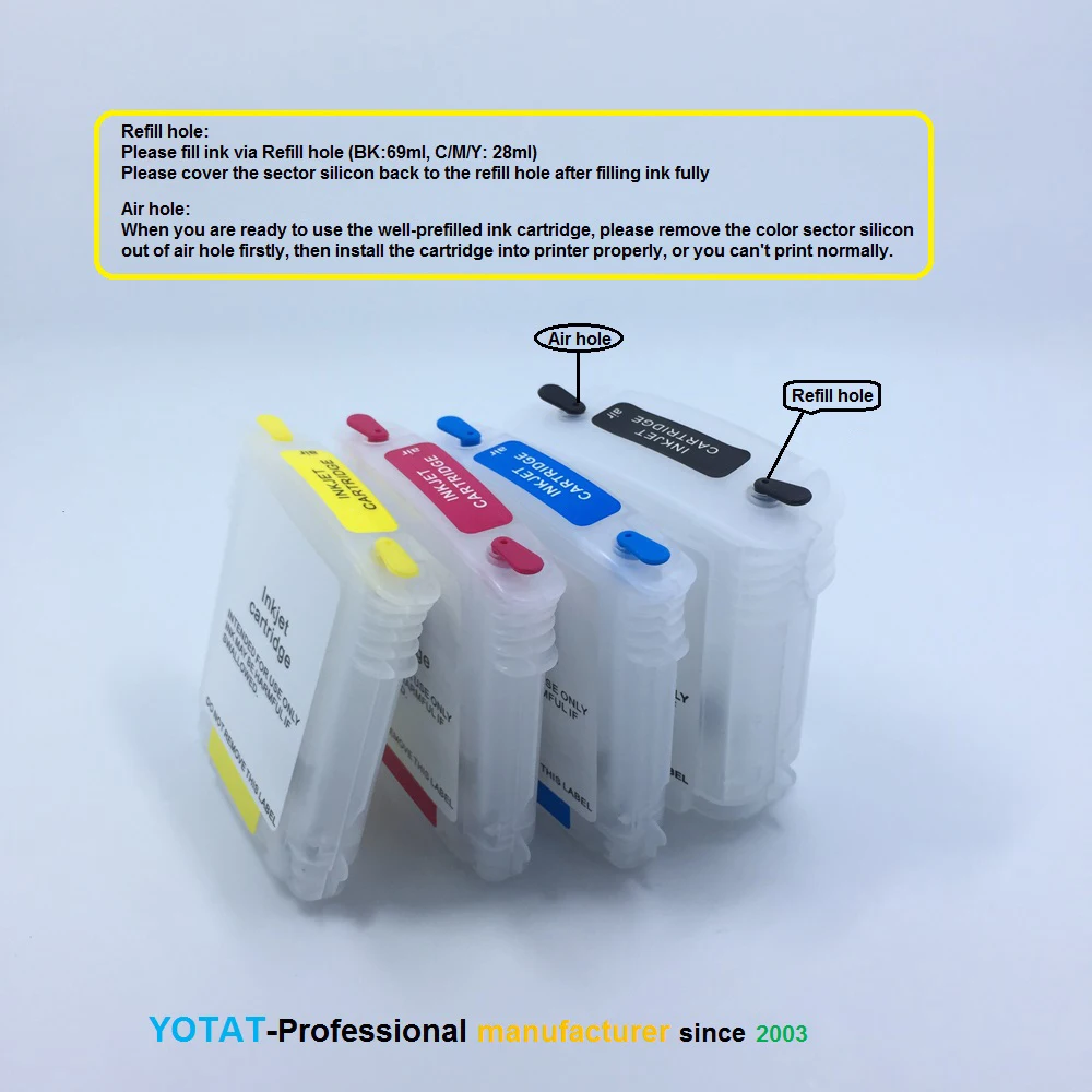 YOTAT Empty Refillable ink cartridge For HP940 HP940XL 940 with chip Officejet Pro 8000(CB092A)/8000 Wireless/8500 (CB862A)
YOTAT Empty Refillable ink cartridge For HP940 HP940XL 940 with chip Officejet Pro 8000(CB092A)/8000 Wireless/8500 (CB862A)