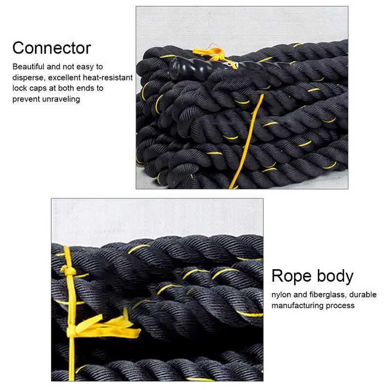 9M/12M/15M Nylon Glass Fiber Heavy Black Gold Physical Body Strength Training Sport Fitness Exercise Workout Rope Battling Rope
9M/12M/15M Nylon Glass Fiber Heavy Black Gold Physical Body Strength Training Sport Fitness Exercise Workout Rope Battling Rope