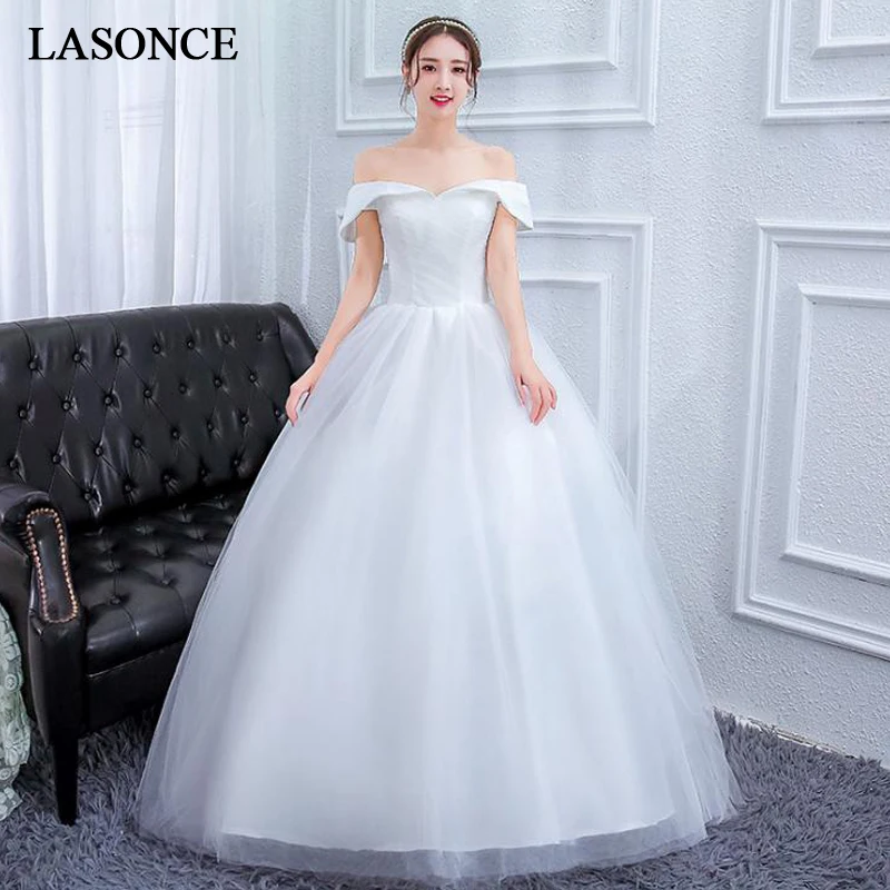 LASONCE Elegant Pleat Boat Neck Lace Ball Gown Wedding Dresses Off The Shoulder Short Sleeve Backless Bridal Gowns
LASONCE Elegant Pleat Boat Neck Lace Ball Gown Wedding Dresses Off The Shoulder Short Sleeve Backless Bridal Gowns