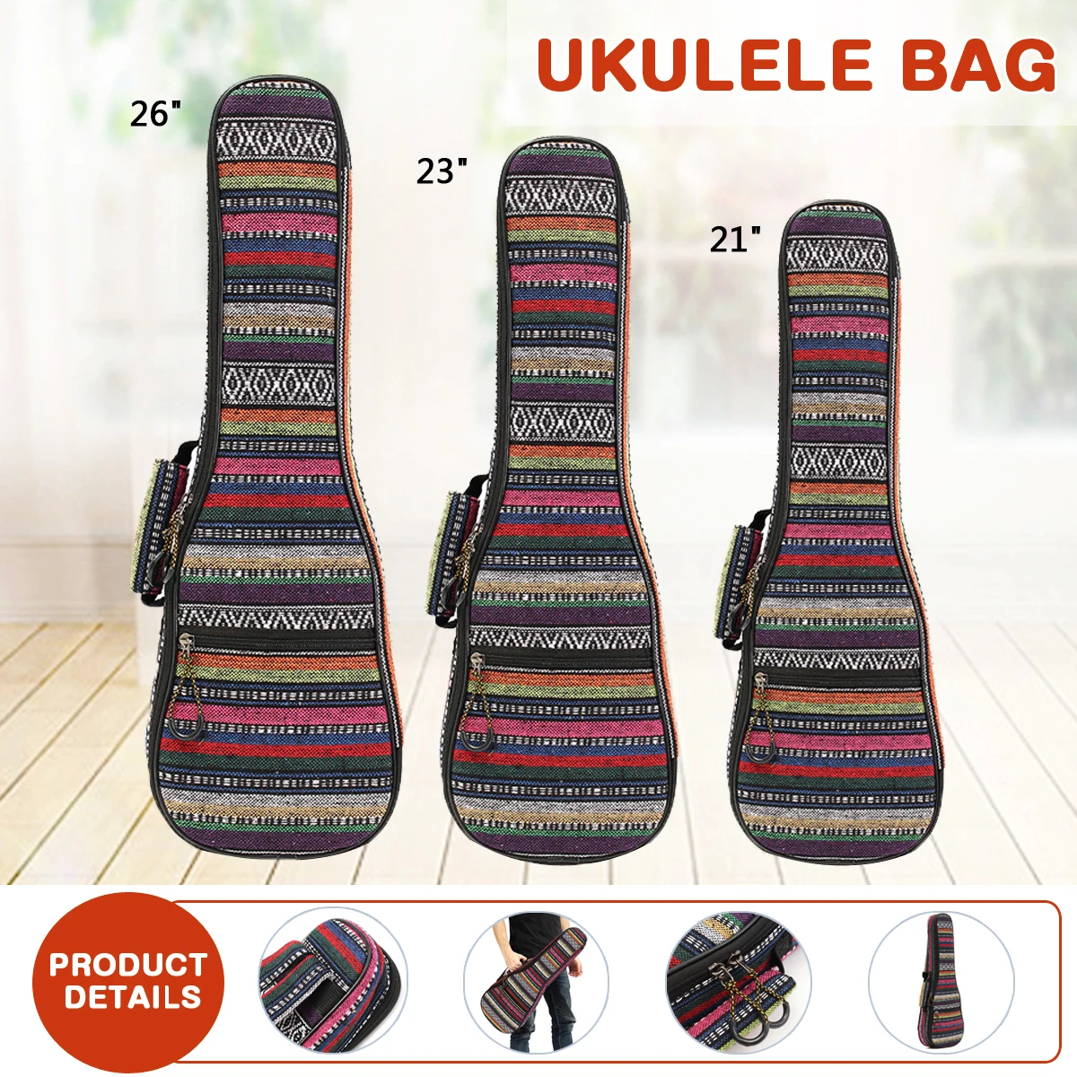 Zebra 21 23 26 Inch Padded Cotton Folk Portable Bass Guitar Gig Bag Ukulele Case Cover Guitar Backpack with Double Strap Parts
Zebra 21 23 26 Inch Padded Cotton Folk Portable Bass Guitar Gig Bag Ukulele Case Cover Guitar Backpack with Double Strap Parts