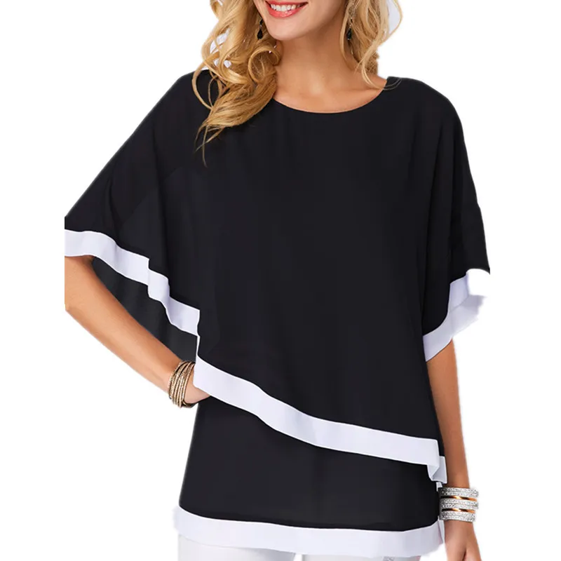 Plus Size S-5XL Chiffon Patchwork Irregular Blouse Shirts Casual Sexy Batwing O Neck Women Summer Blouses Tops Shirt New
Plus Size S-5XL Chiffon Patchwork Irregular Blouse Shirts Casual Sexy Batwing O Neck Women Summer Blouses Tops Shirt New