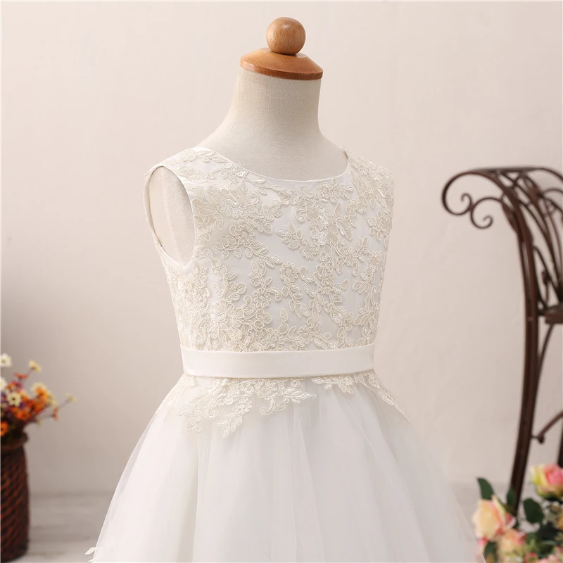 White/Ivory Lace Flower Girls Dresses 2020 Floor Length Robe Mariage Enfant Custom Made Kids Wedding Party Dress Online | Свадьбы и