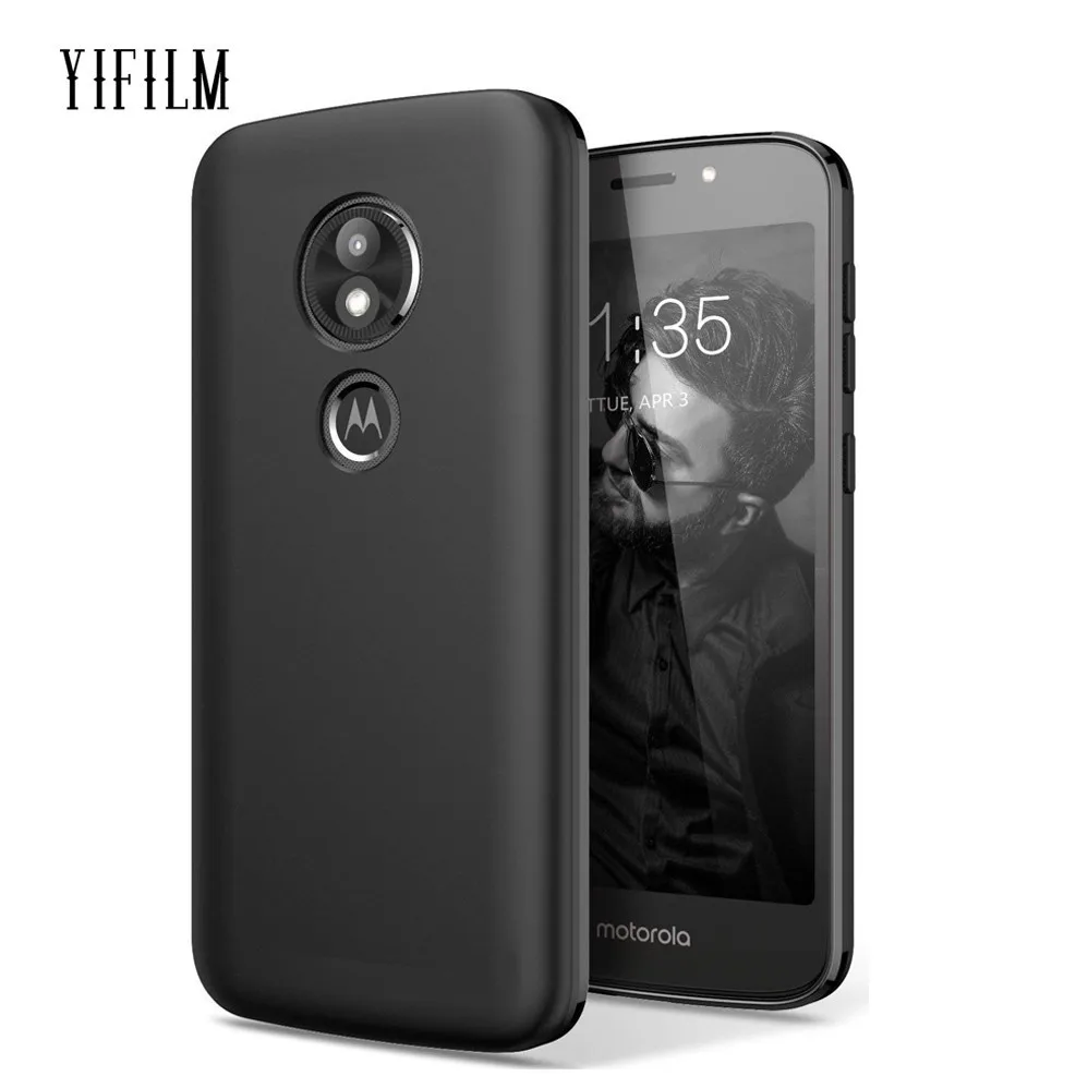 Силиконовый Мягкий ТПУ силиконовый чехол для Motorola Moto E5 Plus Play play GO черный матовый