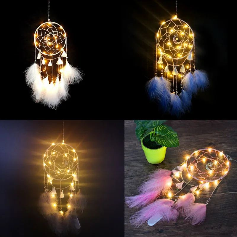 Hanging Ornaments Home Window Decoration Led Light Moon Pendant Handing Kitting Feather Dreamcatcher
Hanging Ornaments Home Window Decoration Led Light Moon Pendant Handing Kitting Feather Dreamcatcher