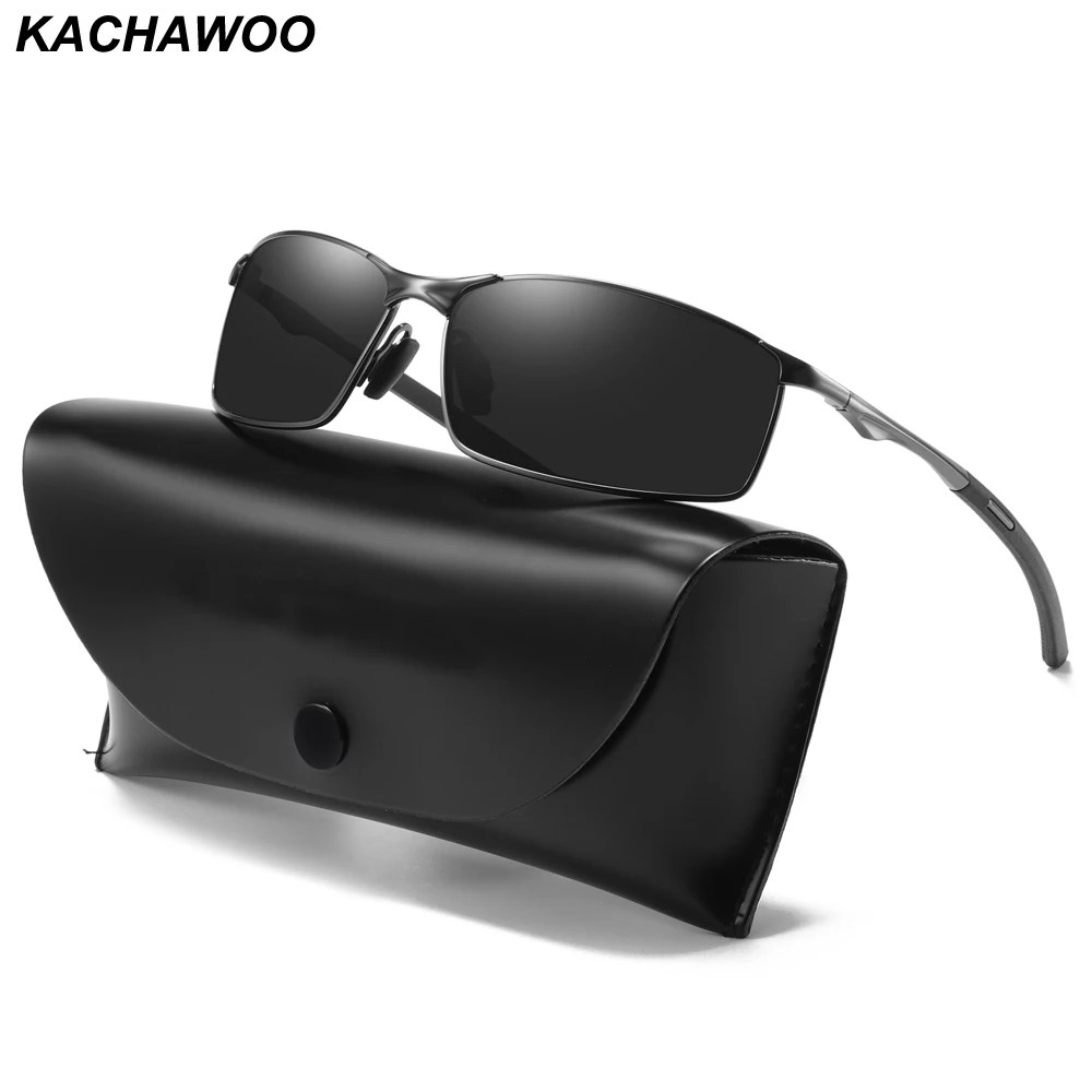 Мужские прямоугольные солнцезащитные очки Kachawoo черные коричневые для вождения