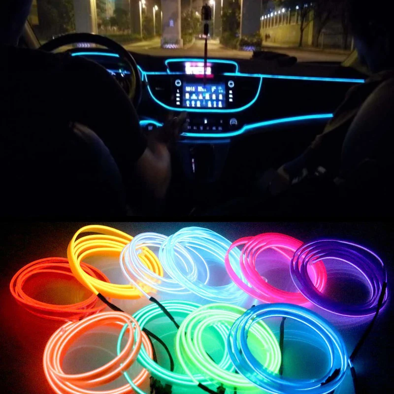 2019 DIY EL интерьера автомобиля светильник 12V автомобильное зарядное устройство 2 м 3