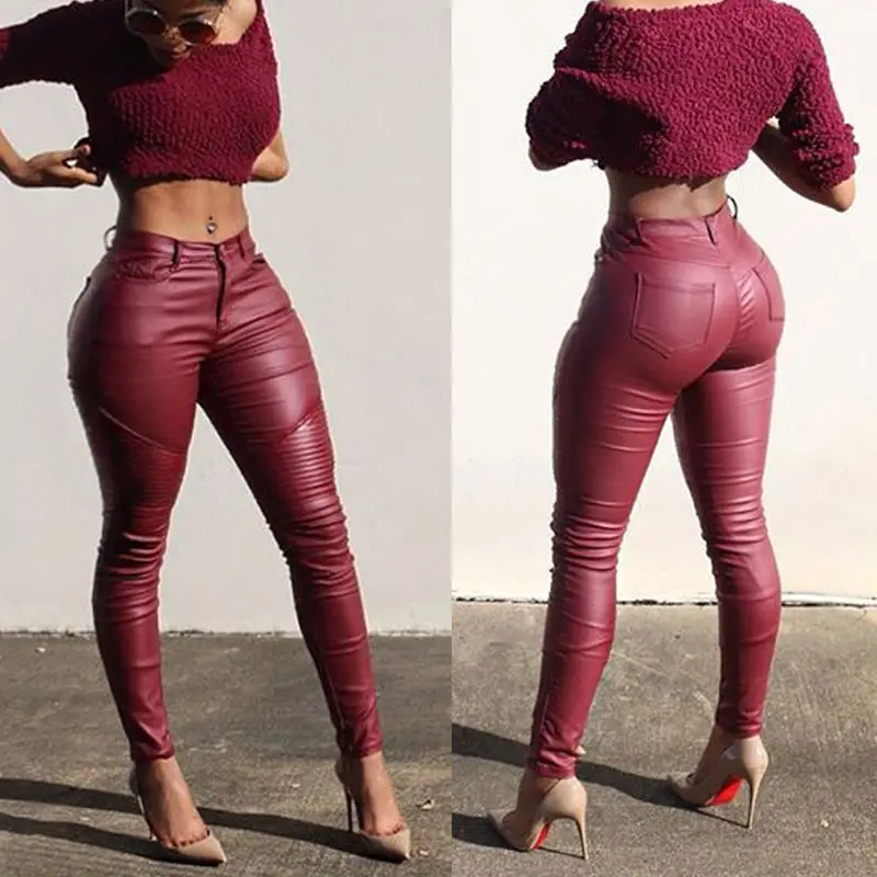 Sexy Ladies Leather Skinny High Waist Leggings Stretchy Pencil Pants Trousers Women PU Leather Skinny Pencil Pant
Sexy Ladies Leather Skinny High Waist Leggings Stretchy Pencil Pants Trousers Women PU Leather Skinny Pencil Pant