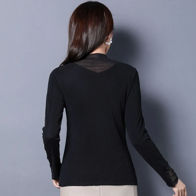 1pcs Ladies Plus size blouses tops 2020 Winter Lace mesh Splicing Hollow thickening Black Primer shirt womens Skinny Sexy shirts
1pcs Ladies Plus size blouses tops 2020 Winter Lace mesh Splicing Hollow thickening Black Primer shirt womens Skinny Sexy shirts