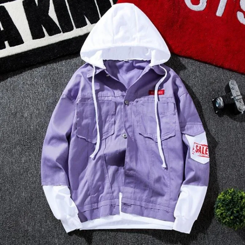 #7107 Spring 2020 Hip Hop Mens Denim Jacket Hooded Homme Patchwork Letter Print Slim Ripped Black Jeans Jacket Men Streetwear
#7107 Spring 2020 Hip Hop Mens Denim Jacket Hooded Homme Patchwork Letter Print Slim Ripped Black Jeans Jacket Men Streetwear