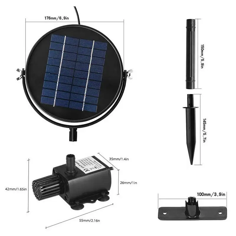 3W Ground Solar Fountain Pump Waterproof Solar Panel with Submersible Pump for Bird Bath Garden Fountain
3W Ground Solar Fountain Pump Waterproof Solar Panel with Submersible Pump for Bird Bath Garden Fountain