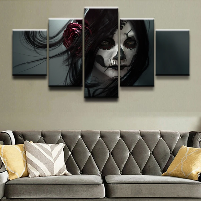 Modular Pictures Canvas Print Decor Living Room Wall Art Poster Framework Home Decorative 5 Pieces Artistic Sugar Skull Painting
Modular Pictures Canvas Print Decor Living Room Wall Art Poster Framework Home Decorative 5 Pieces Artistic Sugar Skull Painting