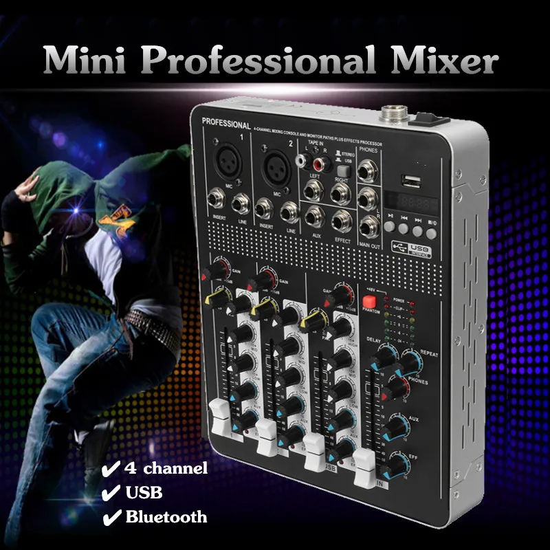 LEORY bluetooth Профессиональный 4 канальный DJ цифровой миксер контроллер с USB задержкой