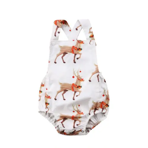 0-24M Adorable Baby Girls Christmas Reindeer Deer Romper Jumpsuit Sunsuit Clothes Clothing | Мать и ребенок