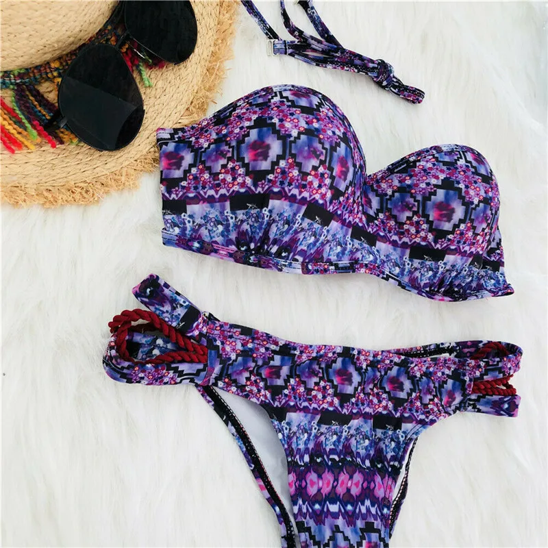 Women Floral Printing Bikini Set European and American Style Swimsuit Wrap Chest Vintage Beachwear Swimwear Push up Bathing Suit
Women Floral Printing Bikini Set European and American Style Swimsuit Wrap Chest Vintage Beachwear Swimwear Push up Bathing Suit