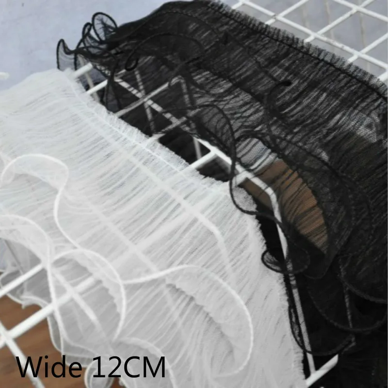 12cm Wide White Black Luxury Tulle Lace Pleated Chiffon Ruffle Trim Ribbon Collar Applique Wedding Dress DIY Sewing Supplies
12cm Wide White Black Luxury Tulle Lace Pleated Chiffon Ruffle Trim Ribbon Collar Applique Wedding Dress DIY Sewing Supplies