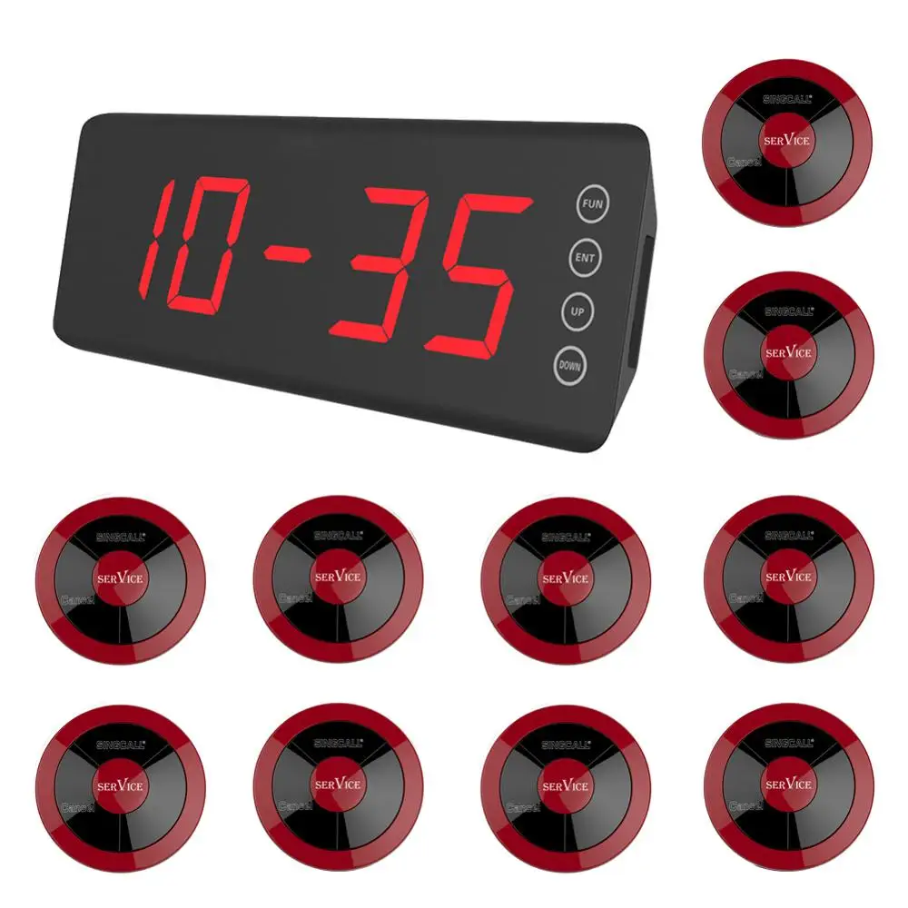 Беспроводная система вызова SINGCALL, ресторанный вызов для паба, кафе, набор из 10 красных пейджеров с двумя кнопками и 1 фиксированного приемни...
Беспроводная система вызова SINGCALL, ресторанный вызов для паба, кафе, набор из 10 красных пейджеров с двумя кнопками и 1 фиксированного приемни...