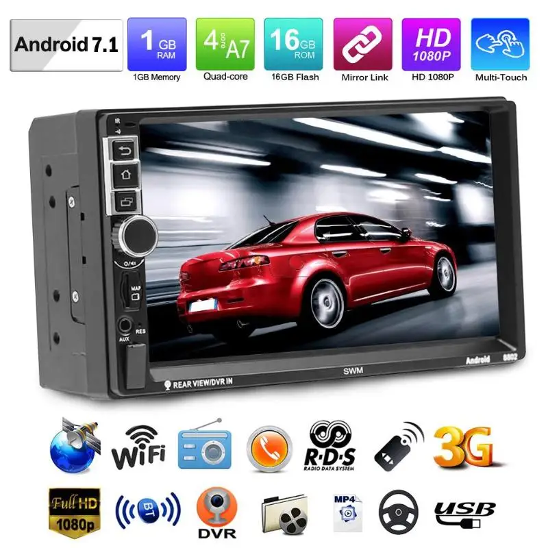 SWM 8802 Upgraded Version 2din 7in Android 7.1 Car Video MP5 Player GPS FM Rear View Auto Radio Player with Camera
SWM 8802 Upgraded Version 2din 7in Android 7.1 Car Video MP5 Player GPS FM Rear View Auto Radio Player with Camera