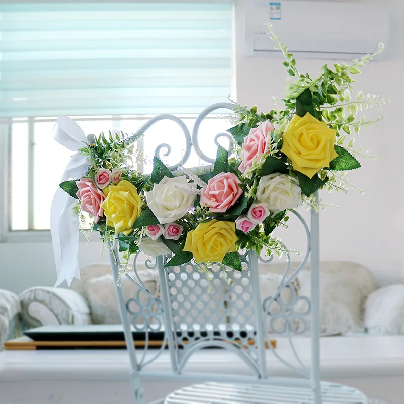 Wedding chair back flower decoration artificial flower PE rose home wall art fake flower hanging decoration window door trim
Wedding chair back flower decoration artificial flower PE rose home wall art fake flower hanging decoration window door trim