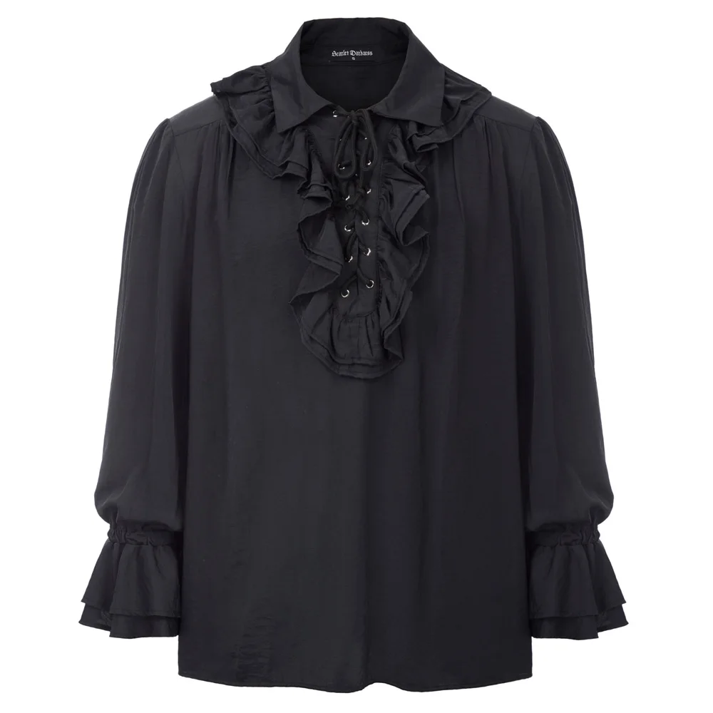 Men shirt Medieval party wear vintage retro black/ivory Long Sleeve Lapel Collar Ruffle Decorated Lace-Up Shirt men blouse Tops
Men shirt Medieval party wear vintage retro black/ivory Long Sleeve Lapel Collar Ruffle Decorated Lace-Up Shirt men blouse Tops