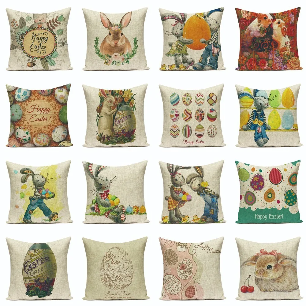 Cartoon Easter Cute Smiling Bunny Rabbit Color Eggs Home easter bunny Linen Throw Pillow Case Personalized Custom Cushion Cover
Cartoon Easter Cute Smiling Bunny Rabbit Color Eggs Home easter bunny Linen Throw Pillow Case Personalized Custom Cushion Cover