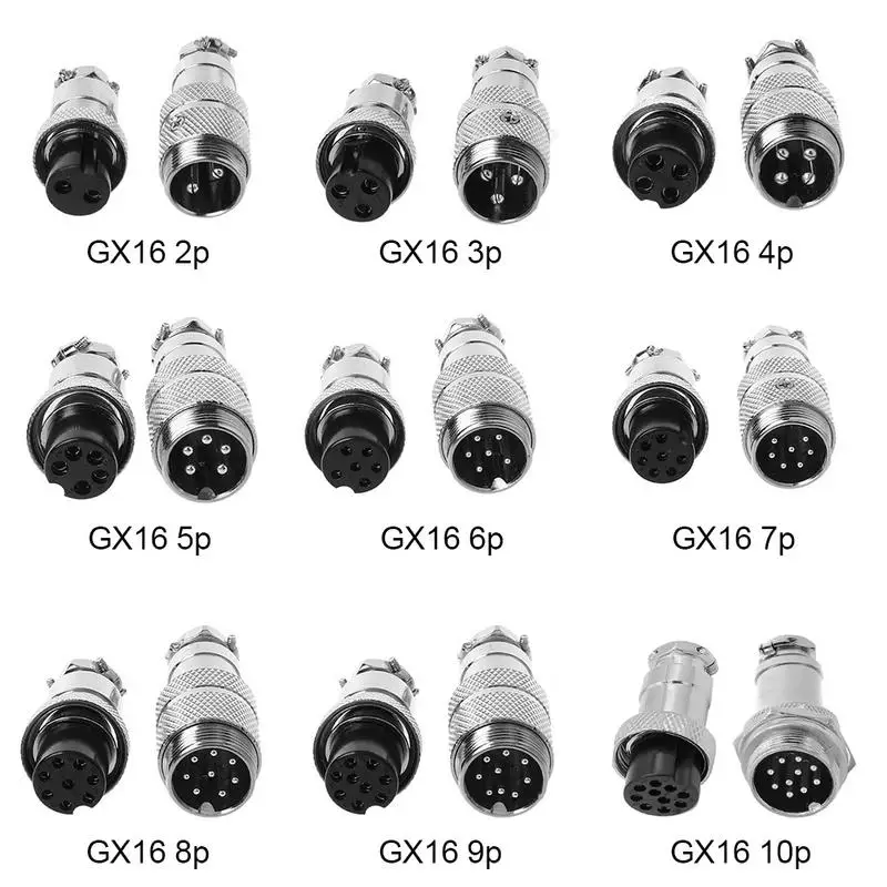 GX-16 Aviation Plug And Socket GX16-2-3-4-5-6-7-8-9-10 Core Aviation Connector Male & Female 16mm Wire Panel Circular Connector
GX-16 Aviation Plug And Socket GX16-2-3-4-5-6-7-8-9-10 Core Aviation Connector Male & Female 16mm Wire Panel Circular Connector