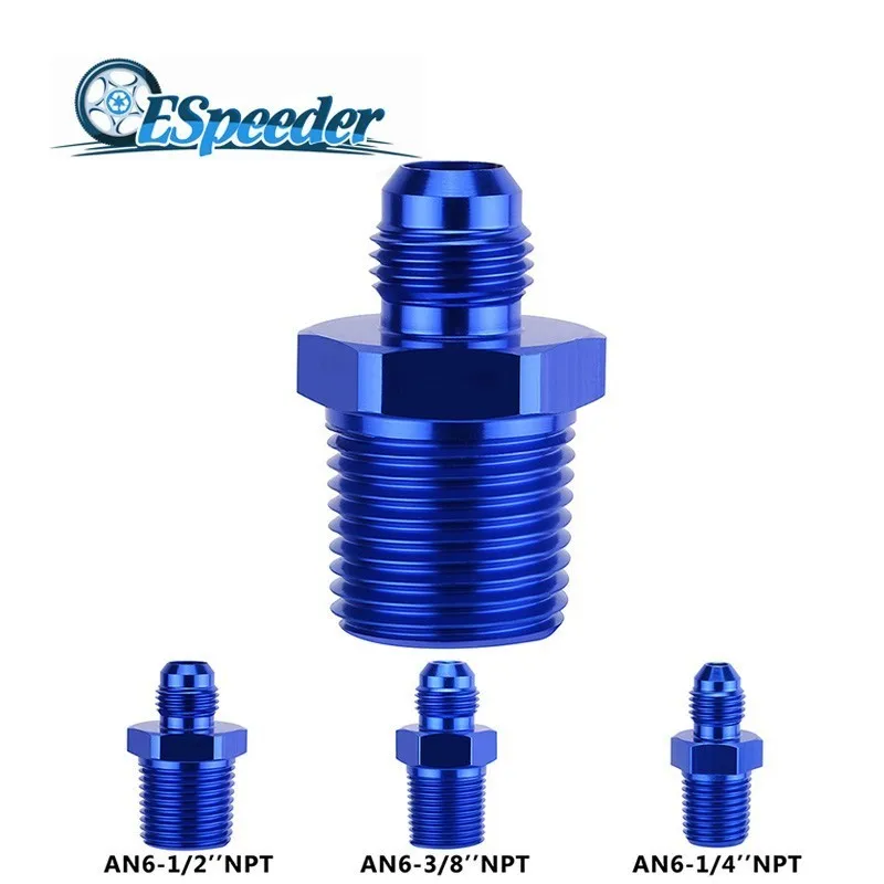 ESPEEDER Aluminum Alloy Male AN6 To 1/2'' 3/8" 1/4"NPT Thread Straight Adapter Pipe Fuel Oil Fitting Hose Adapter Blue
ESPEEDER Aluminum Alloy Male AN6 To 1/2'' 3/8" 1/4"NPT Thread Straight Adapter Pipe Fuel Oil Fitting Hose Adapter Blue