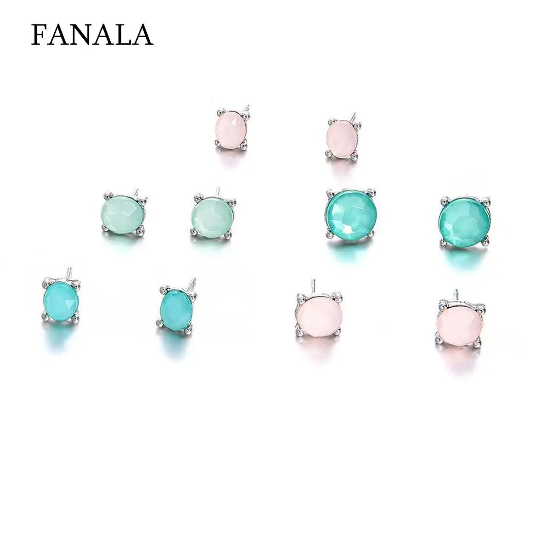 5 Pairs Candy-colored Geometric Stud Earrings Casual Ring Women 0.7-1.4 cm / 0.3-0.6 inch Fashion Jewelry | Украшения и