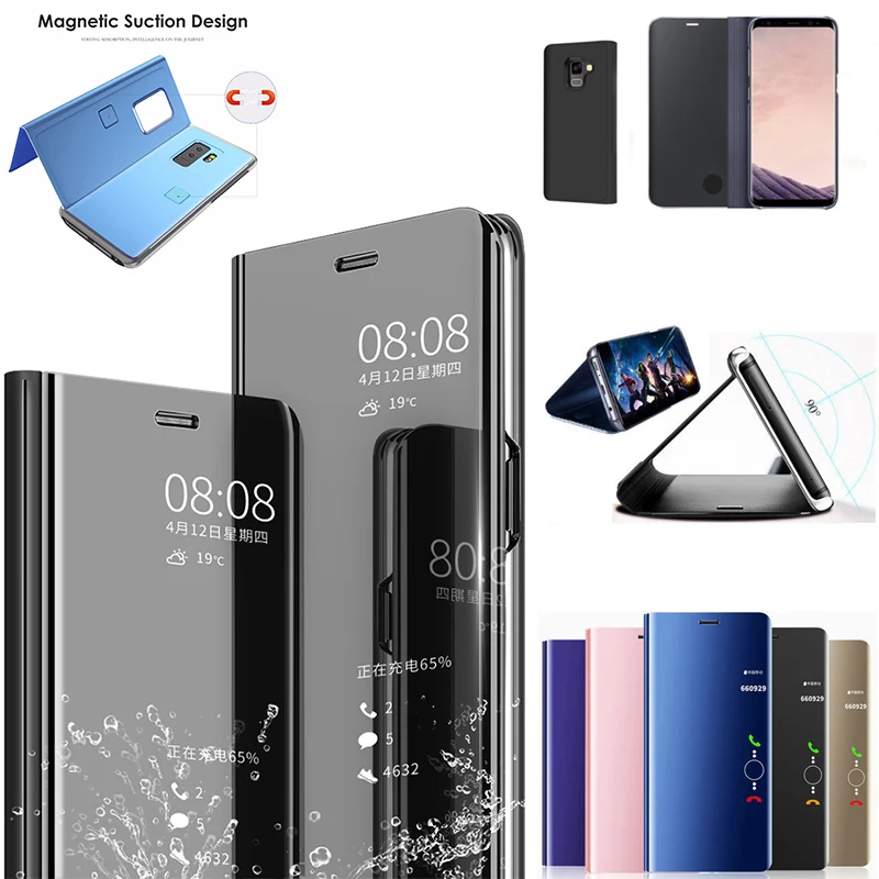 Прозрачный зеркальный чехол для Samsung Galaxy J5 J7 2016 J3 2017 J7Max Plus J6 J2 Pro Duo 2018 кожаный флип