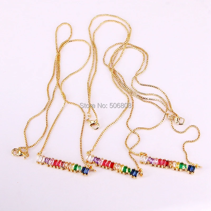6 Strands ZYZ-N5374 Rainbow Micro Pave Rainbow Crystal Zirconia Bar Pendant Necklace Women Jewelry
6 Strands ZYZ-N5374 Rainbow Micro Pave Rainbow Crystal Zirconia Bar Pendant Necklace Women Jewelry