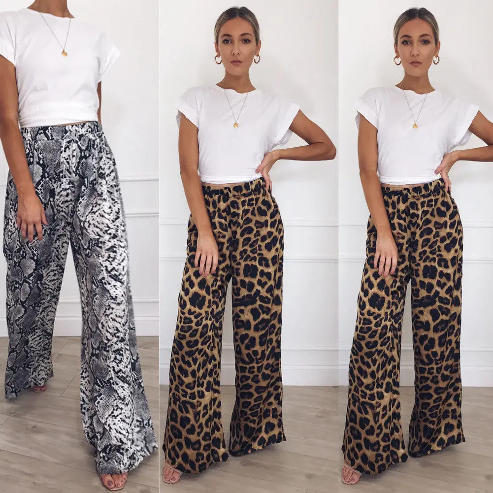 Women Leopard Printed Palazzo Wide Leg Pants Long Loose High Waist Baggy Casual Pants Trousers
Women Leopard Printed Palazzo Wide Leg Pants Long Loose High Waist Baggy Casual Pants Trousers
