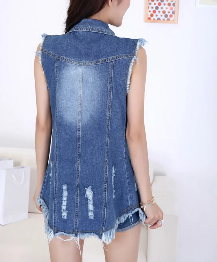 Spring Summer Short Denim Women's Vest 2019 Casual Ripped Hole Single Breasted Colete Feminino Sleeveless Jeans Jackets Coats
Spring Summer Short Denim Women's Vest 2019 Casual Ripped Hole Single Breasted Colete Feminino Sleeveless Jeans Jackets Coats