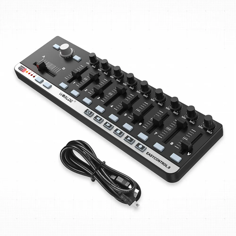 Worlde легкое управление. 9 портативная мини клавиатура MIDI USB тонкое управление