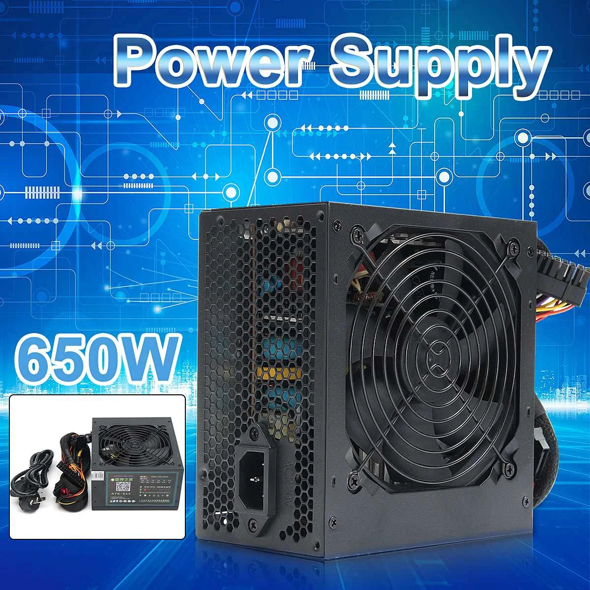 Блок питания 350 Вт 650 Peaks PSU ATX 12 В для игрового ПК 24Pin / Molex/Sata см вентилятор