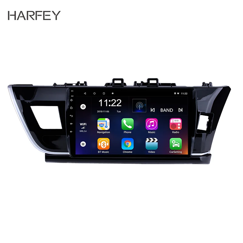 

Harfey Android 10,0 автомобильный мультимедийный плеер 10,1 "автомобильное радио GPS для 2014 Toyota Corolla RHD Bluetooth Поддержка SWC 3G WiFi Carplay